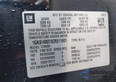 2012 GMC Yukon Xl 1500 Denali from USA, damaged, VIN 1GKS1MEF0CR311801